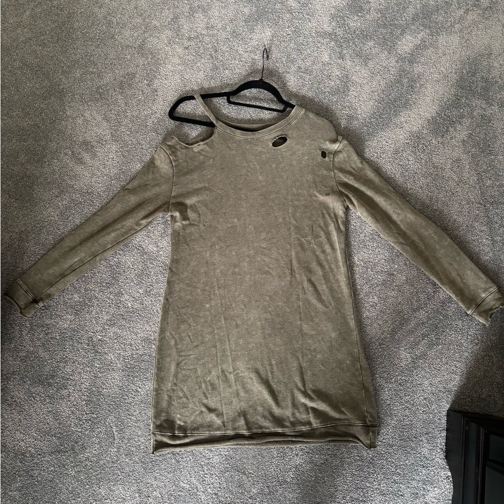 Olive Long Sleeve Cutout Dress
